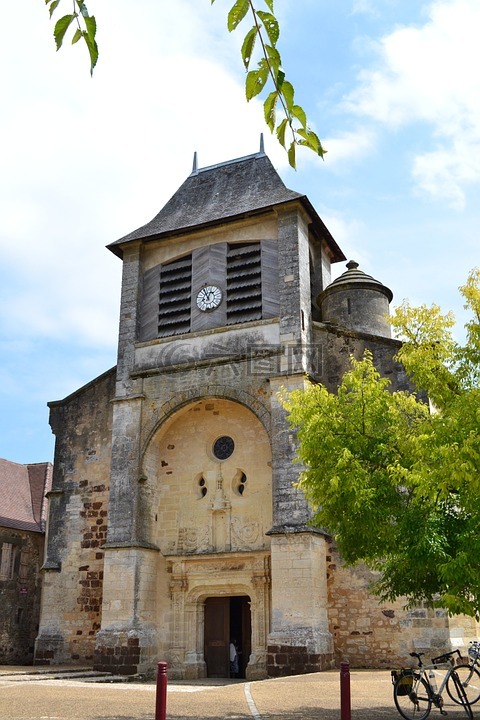 教堂,石头教堂,多尔多涅省
