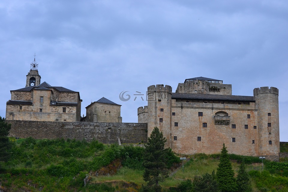 城堡,中世纪,塔