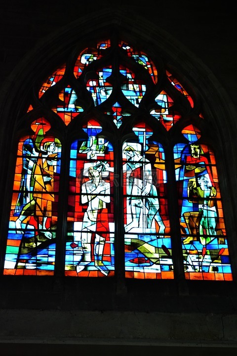 彩色玻璃,彩色玻璃窗,教堂
