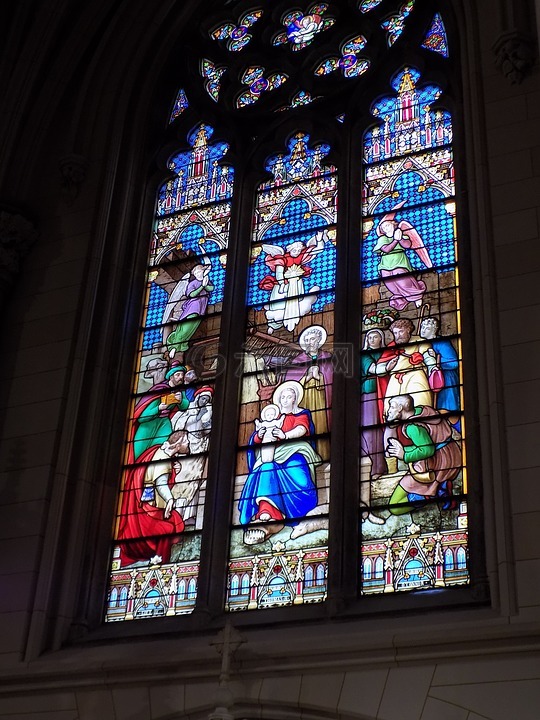 圣帕特里克大教堂,染色玻璃,耶稣降生
