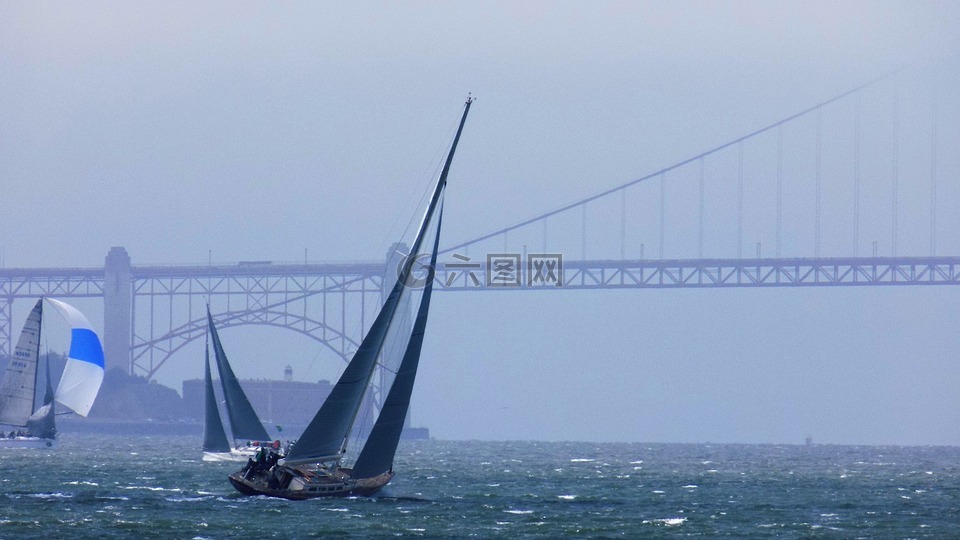 旧金山,旧金山海湾,帆船