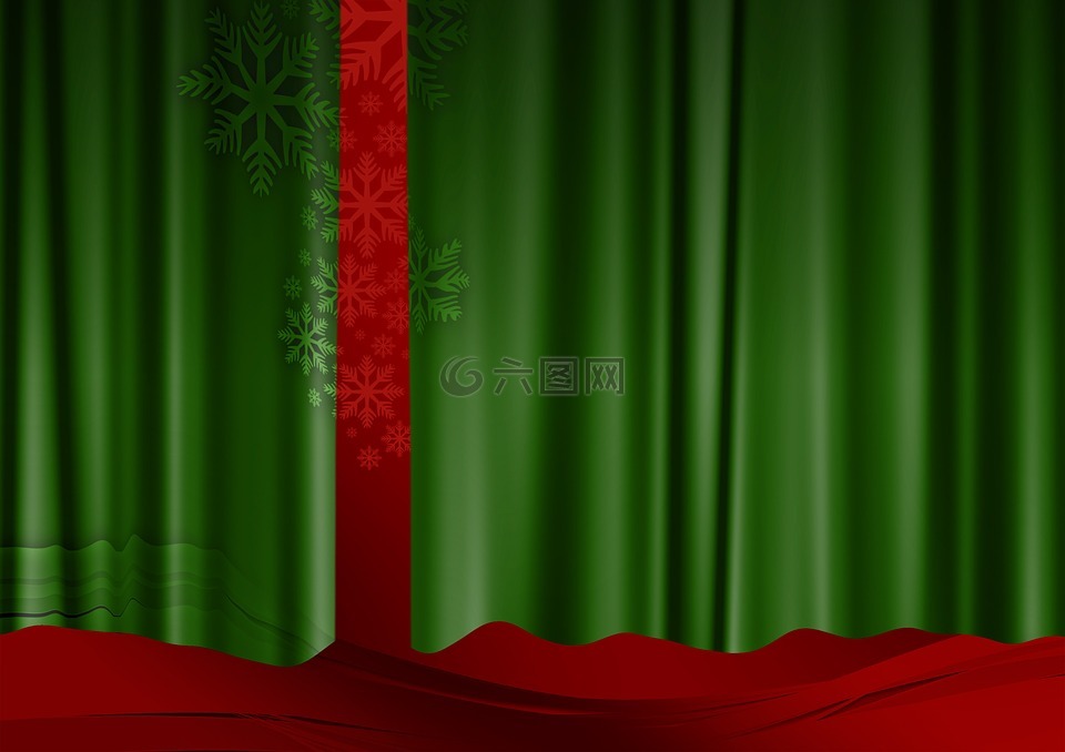 窗帘,绿色,红色
