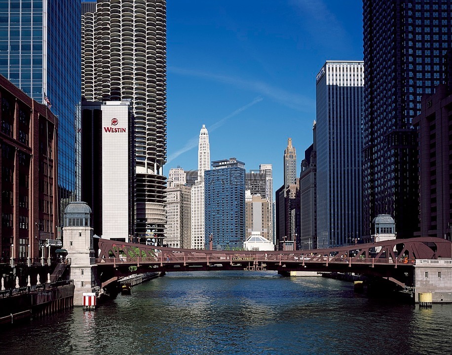 芝加哥,河,水