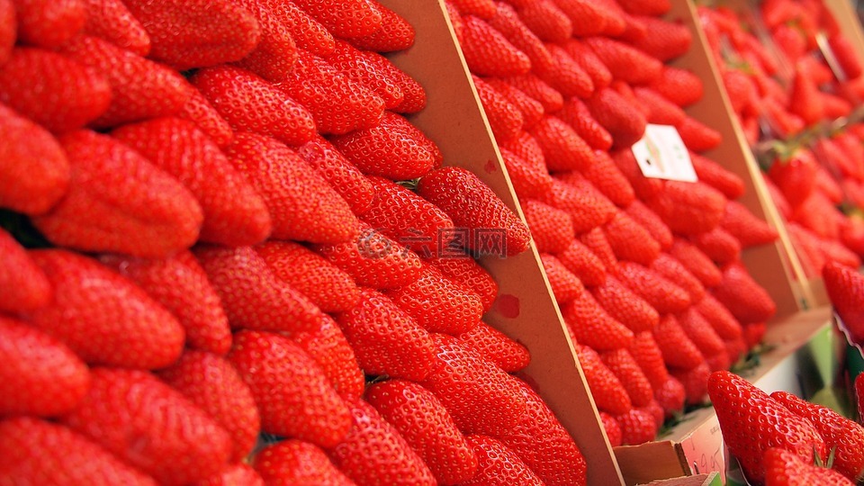 草莓,市场,开放的市场