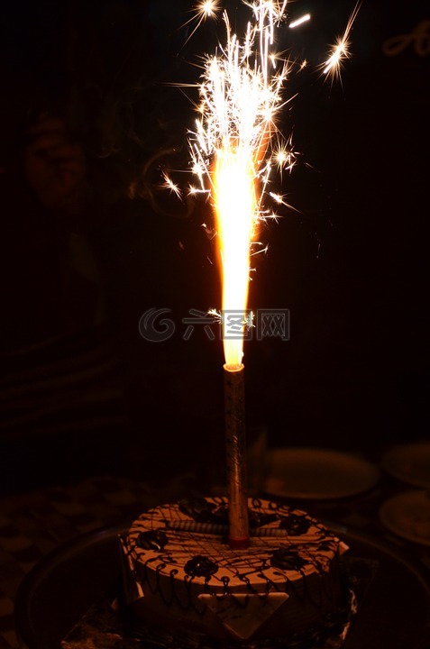 闪耀,蛋糕,蜡烛