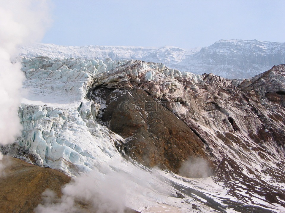 火山,弹坑,冰川