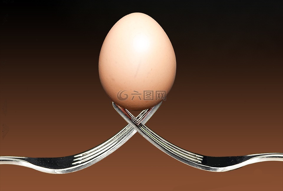 叉子,鸡蛋,食品