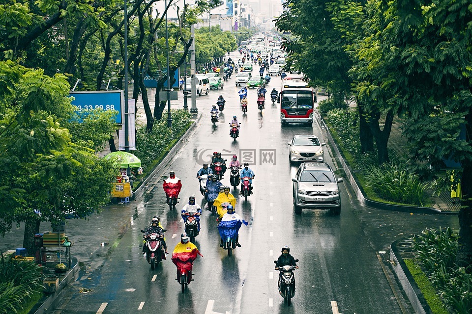 雨,城市,交通