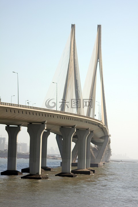 悬索桥,孟买,桥