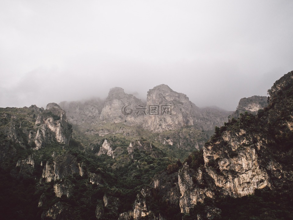 山,岩,急倾斜