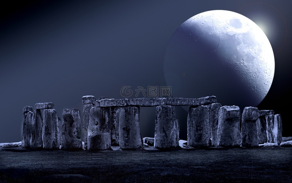 巨石阵,月球,满月
