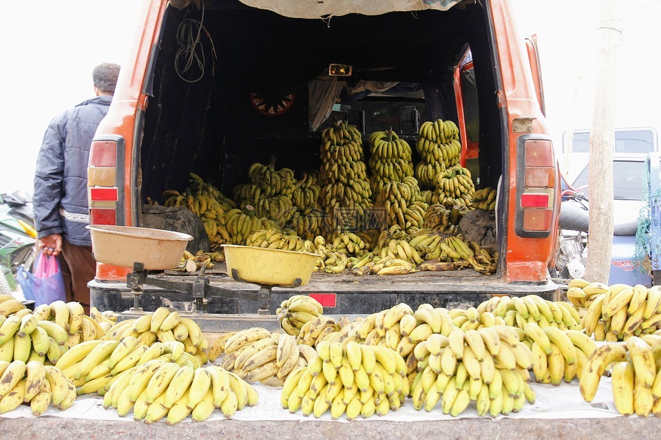 香蕉,市场,市场摊位