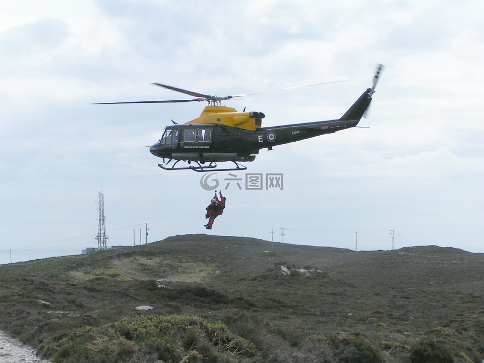直升机,救援,安格尔西岛