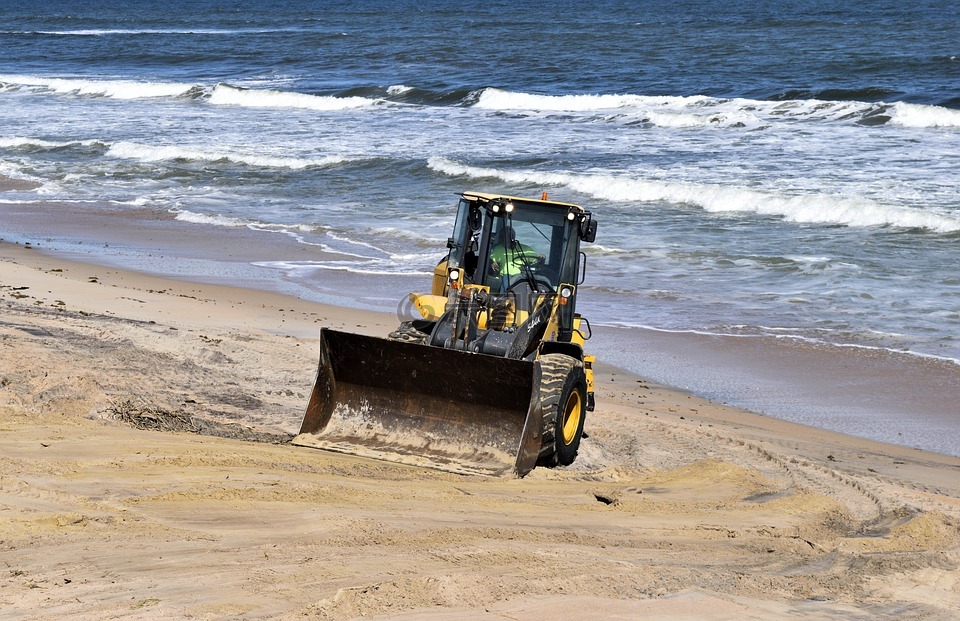马修飓风,拖拉机,海滩清理