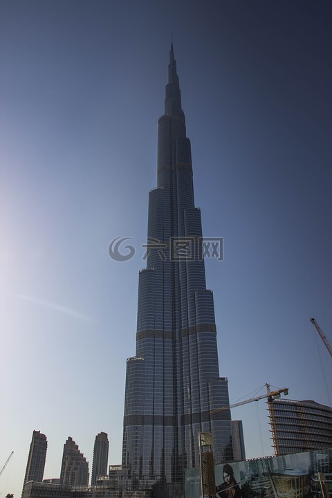 迪拜哈利法塔,世界上最高的建筑物,迪拜