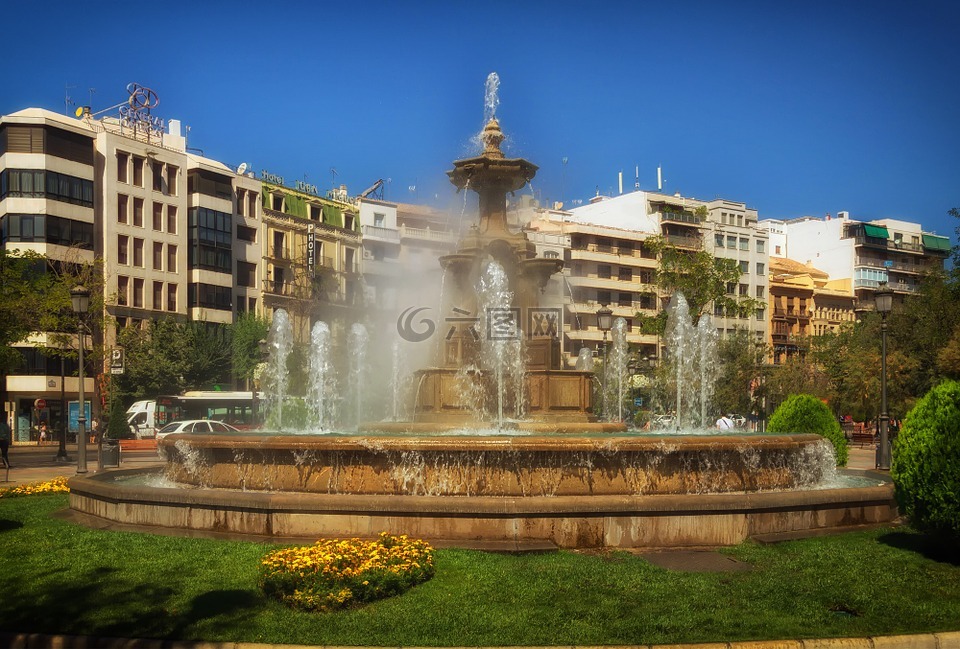 格拉纳达,喷泉,西班牙