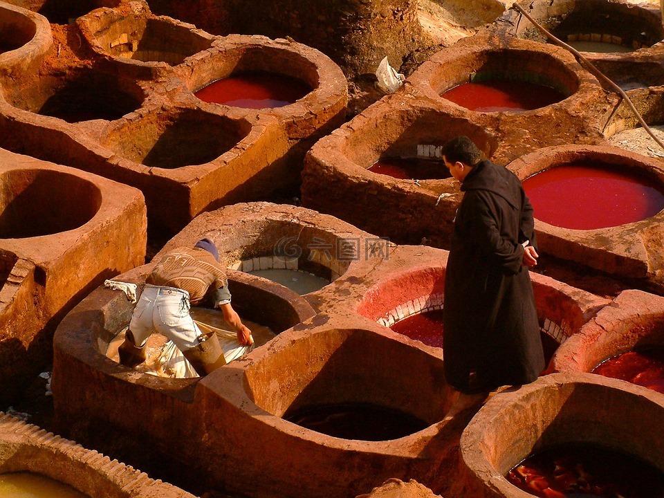 菲斯,制革厂,摩洛哥