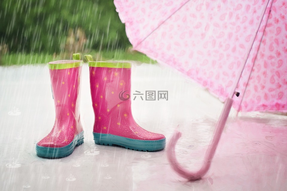 雨,靴子,伞