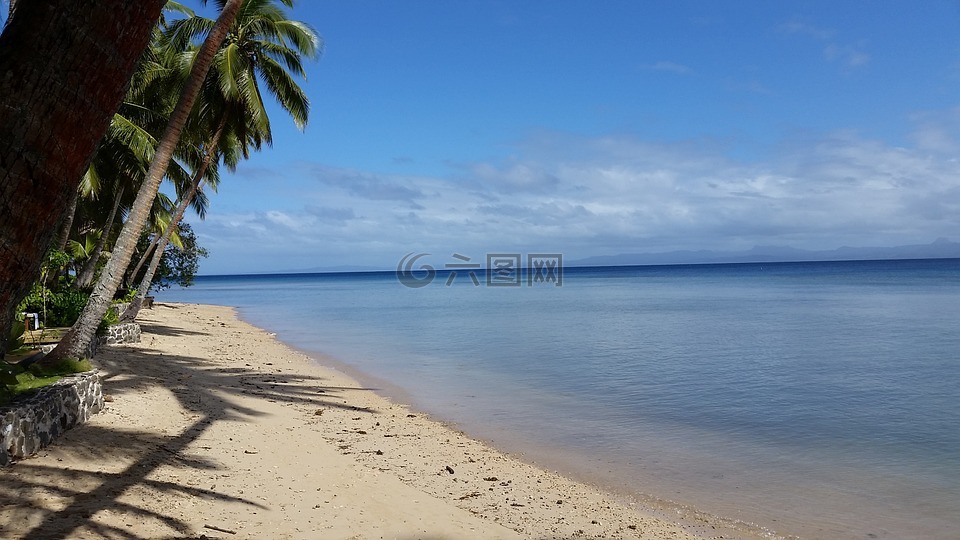 海滩,斐济,田园风光