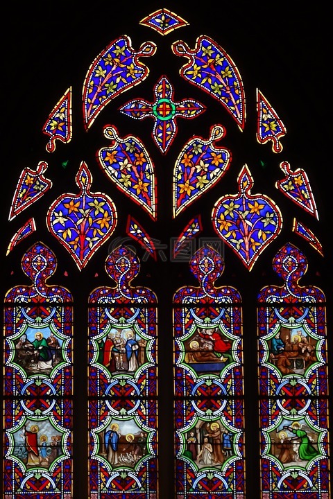 彩色玻璃窗,颜色,教堂