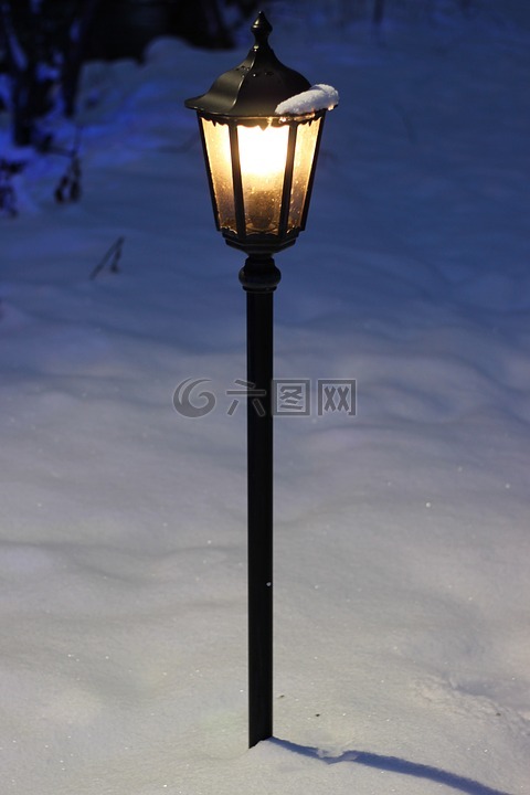 灯笼,在雪中,雪