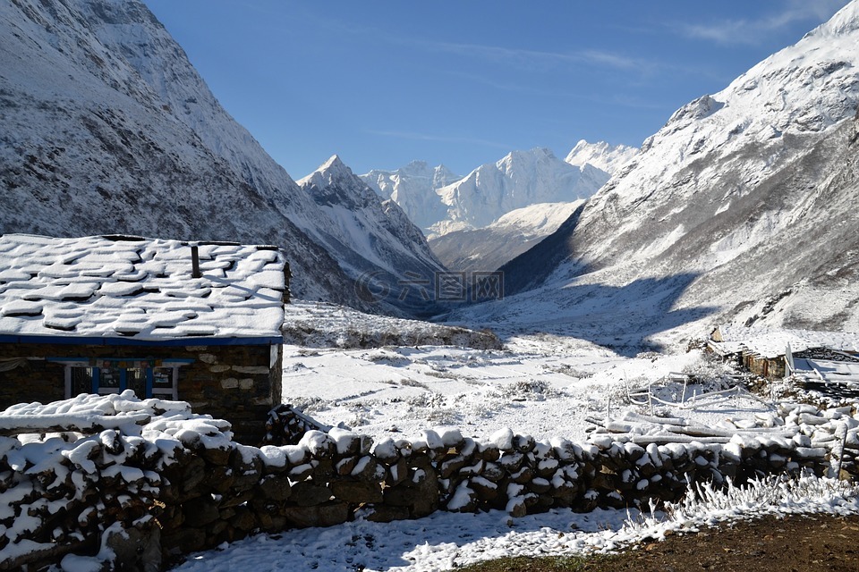 景观,雪,尼泊尔