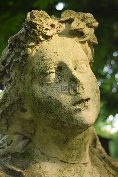 女人的头,雕像,石