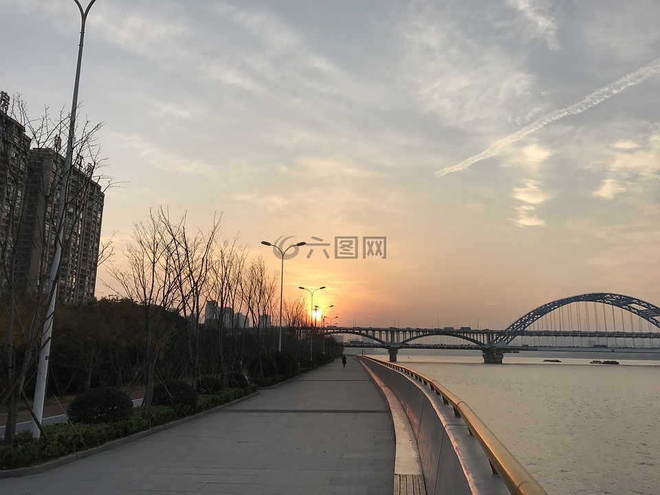 杭州,錢塘江,落日