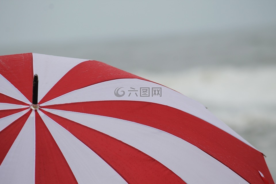 伞,雨,海滩