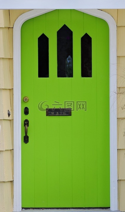 门,前门,绿色