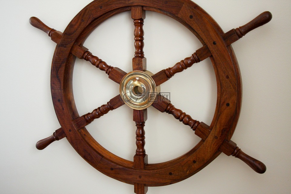 木质方向盘,帆船符号,航海礼物