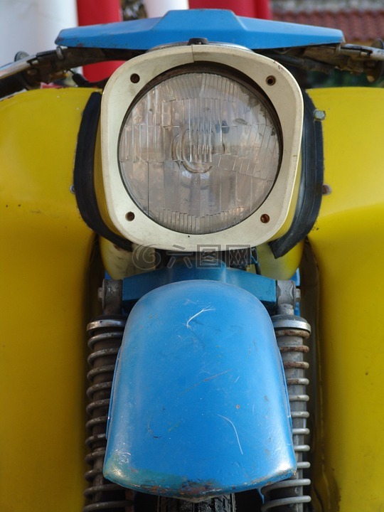 摩托车,轻骑,聚光灯