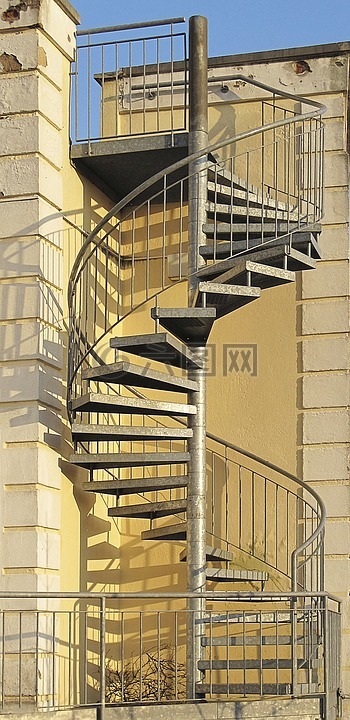 主轴的楼梯,外部楼梯,螺旋楼梯