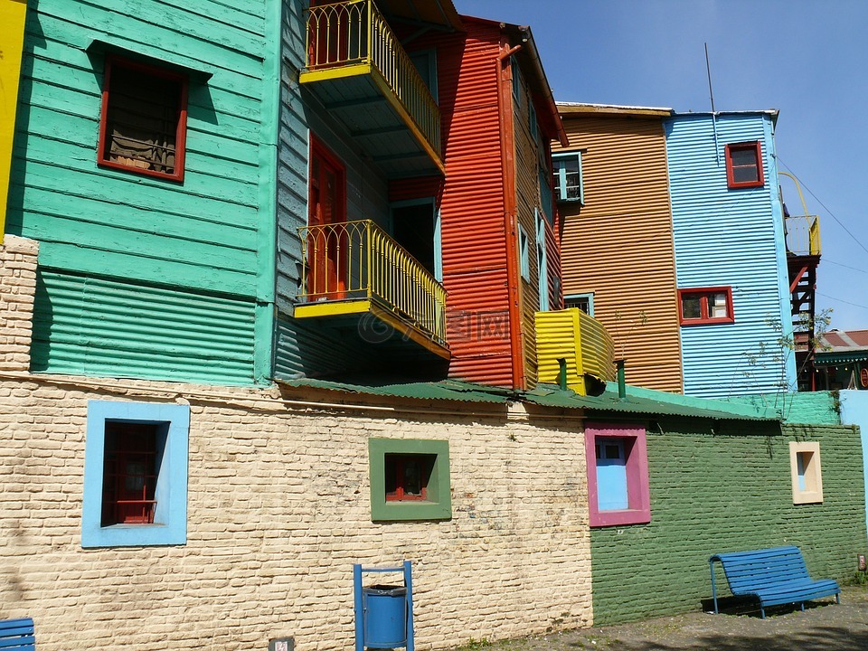 布宜诺斯艾利斯,老房子,颜色