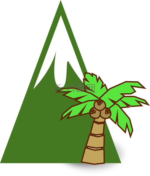 山,热带,棕榈树