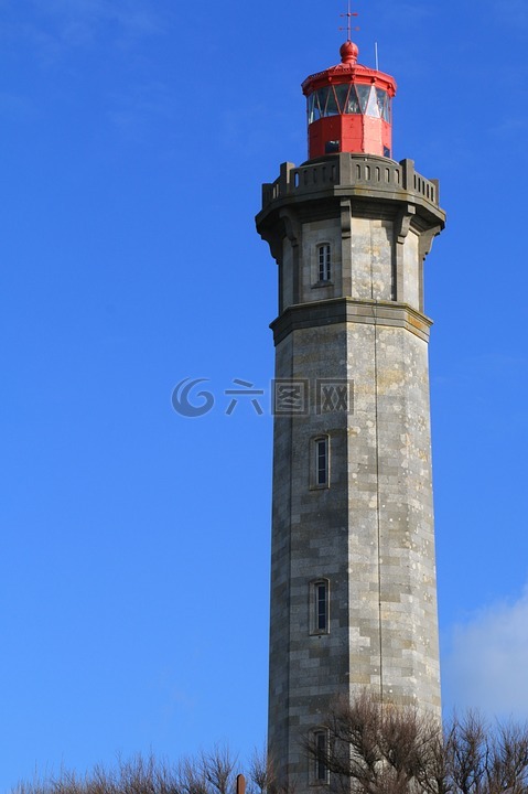 灯塔,蓝蓝的天空,ile de ré