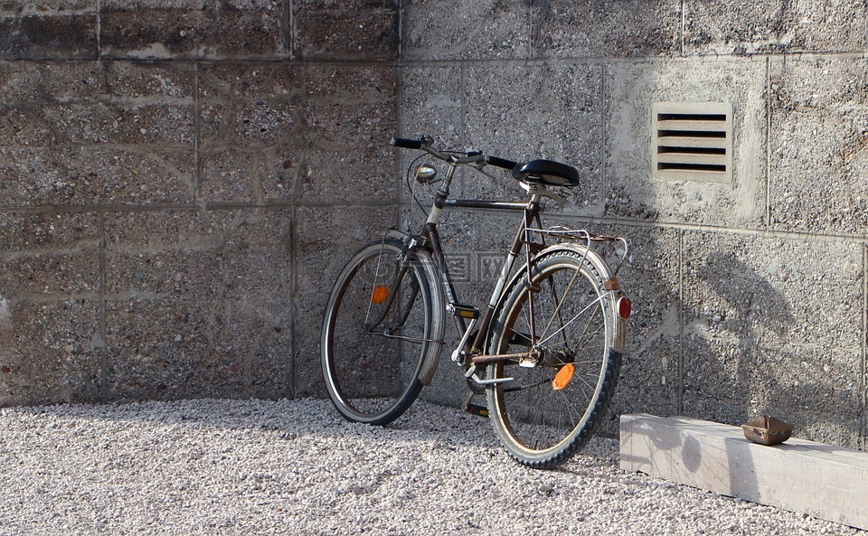 自行车,墙,停车空间