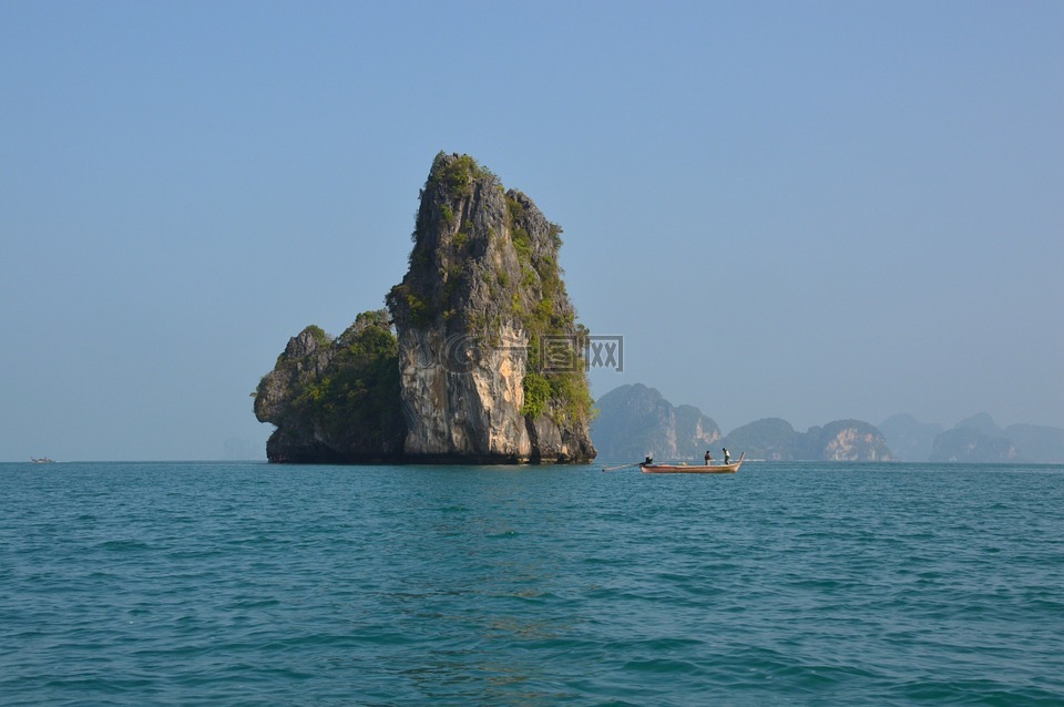 岛,岩,泰国