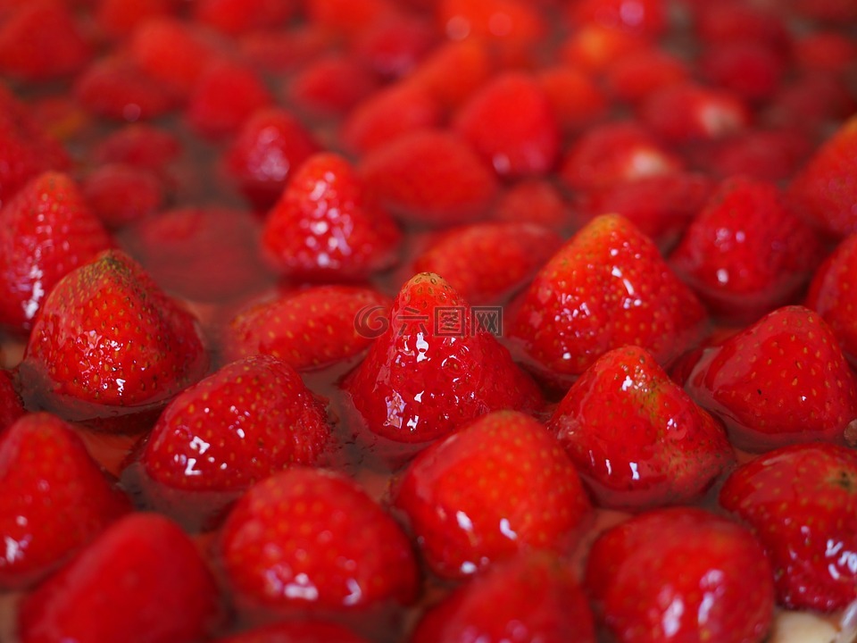 草莓,草莓蛋糕,红色