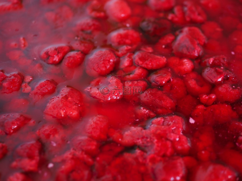 山莓,覆盆子蛋糕,红色