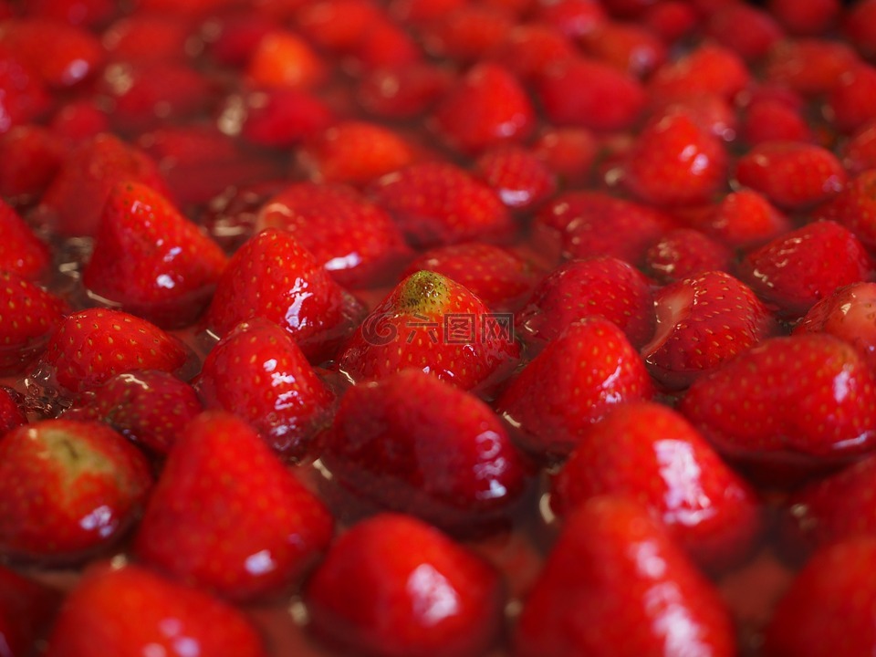 草莓,草莓蛋糕,红色