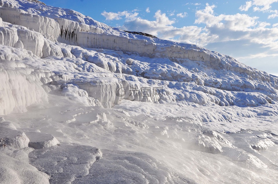 烧结梯田,冬天,pamukkale