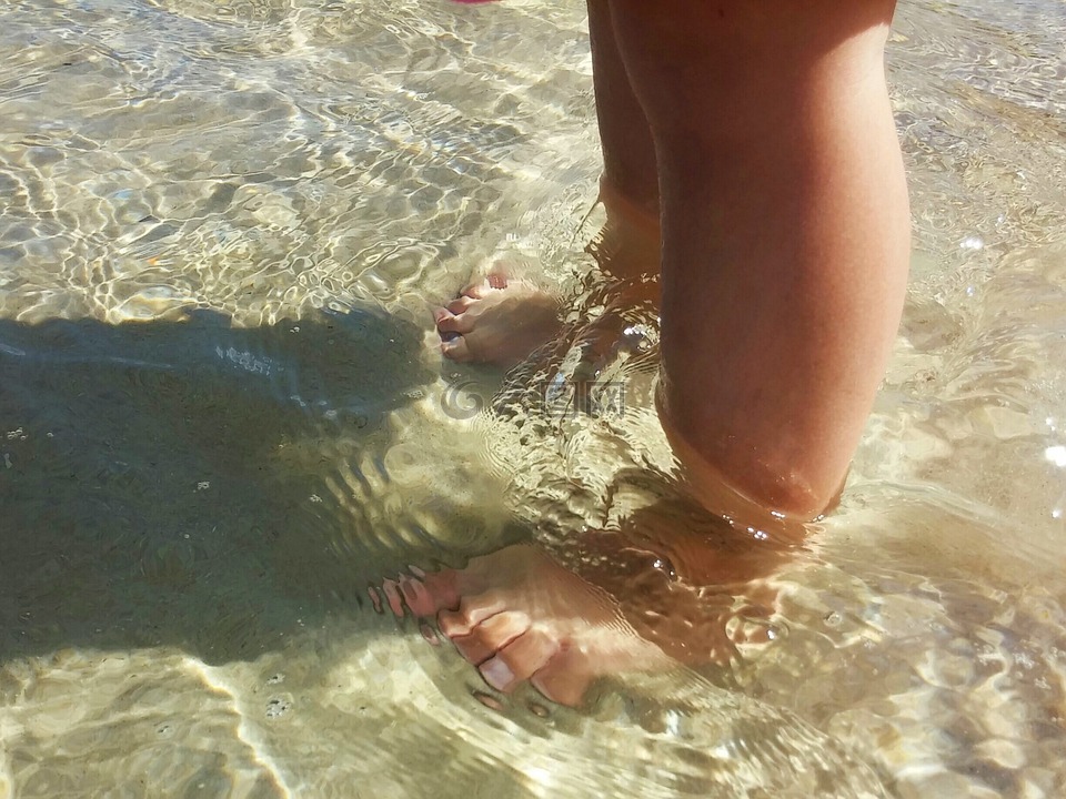 海滩,海,脚趾