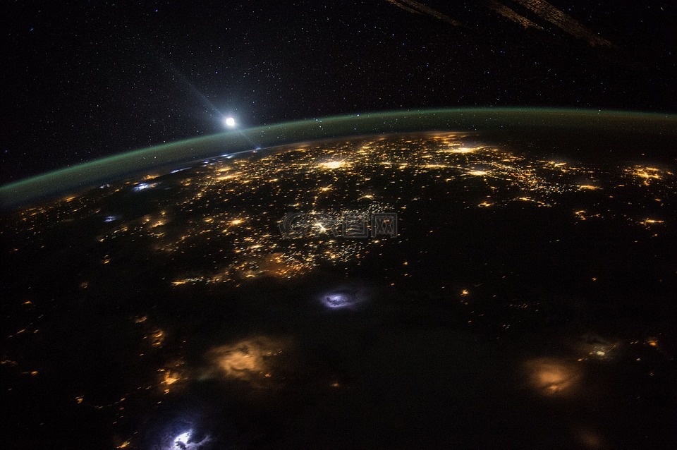 日出,国际空间站,地球