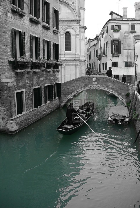 威尼斯,通道,擦窗机