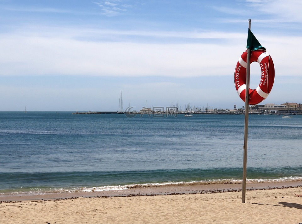 海滩,lifebelt,葡萄牙