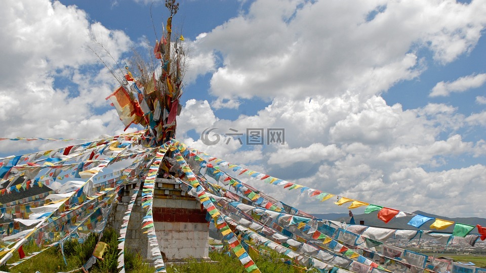 经幡,西藏,景观
