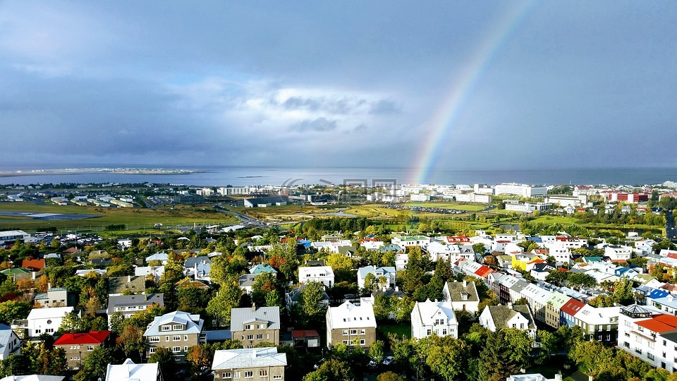 冰岛,彩虹,景观