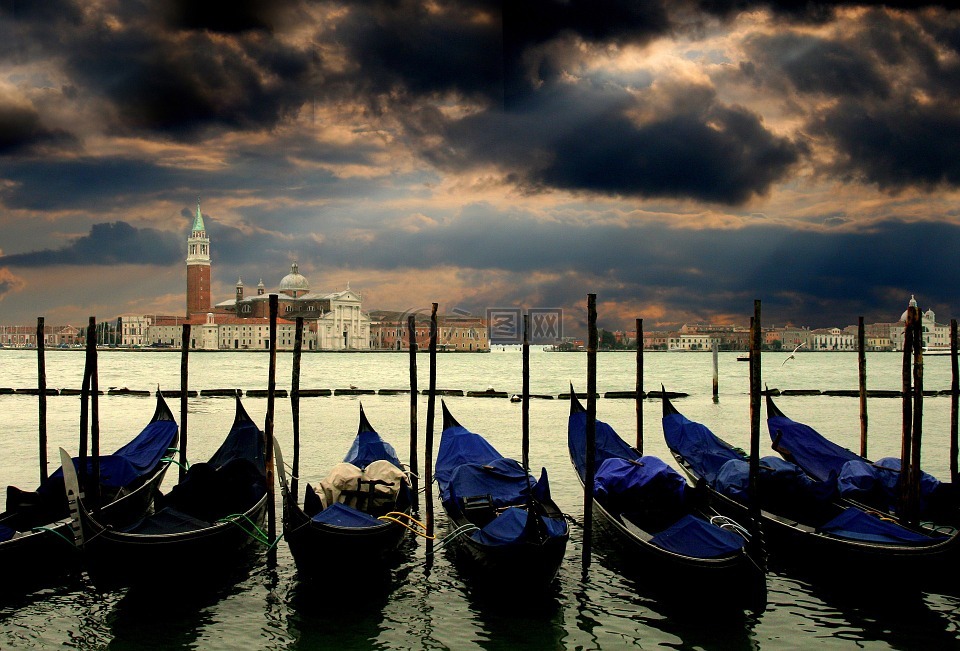 威尼斯,吊船,意大利