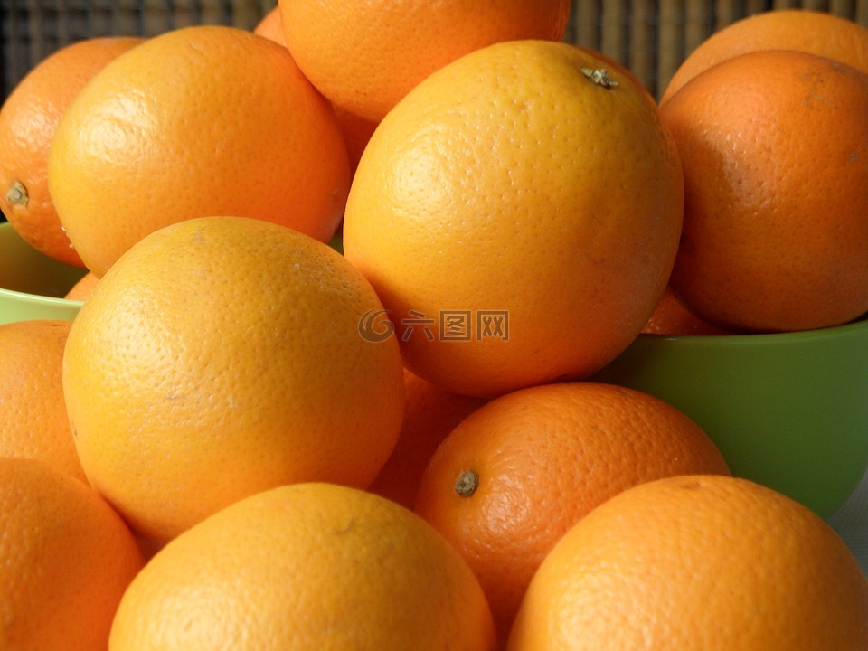 橘子,水果碗,橙色